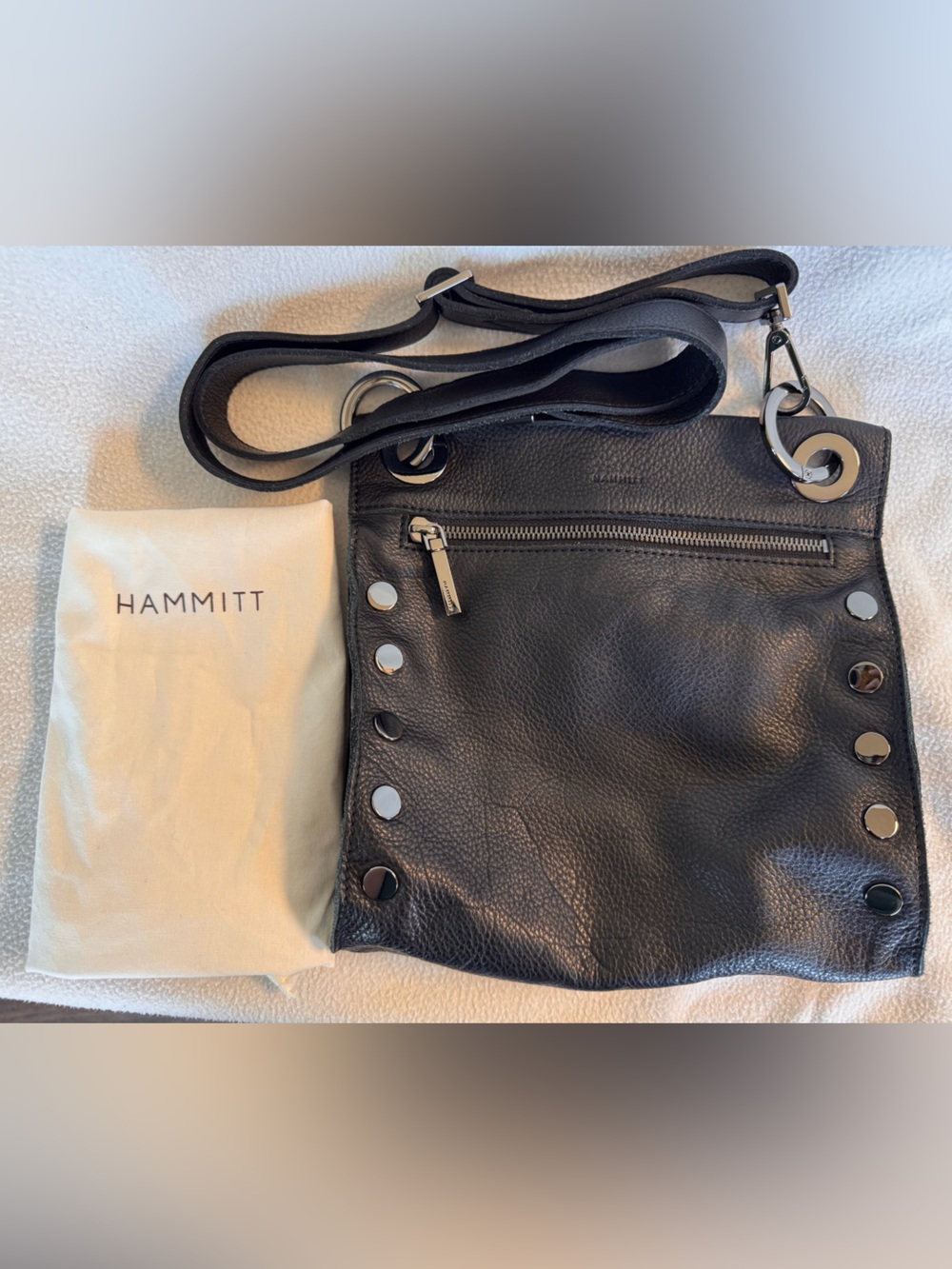 Hammitt Tony Medium Black Pebbled Leather Crossbody